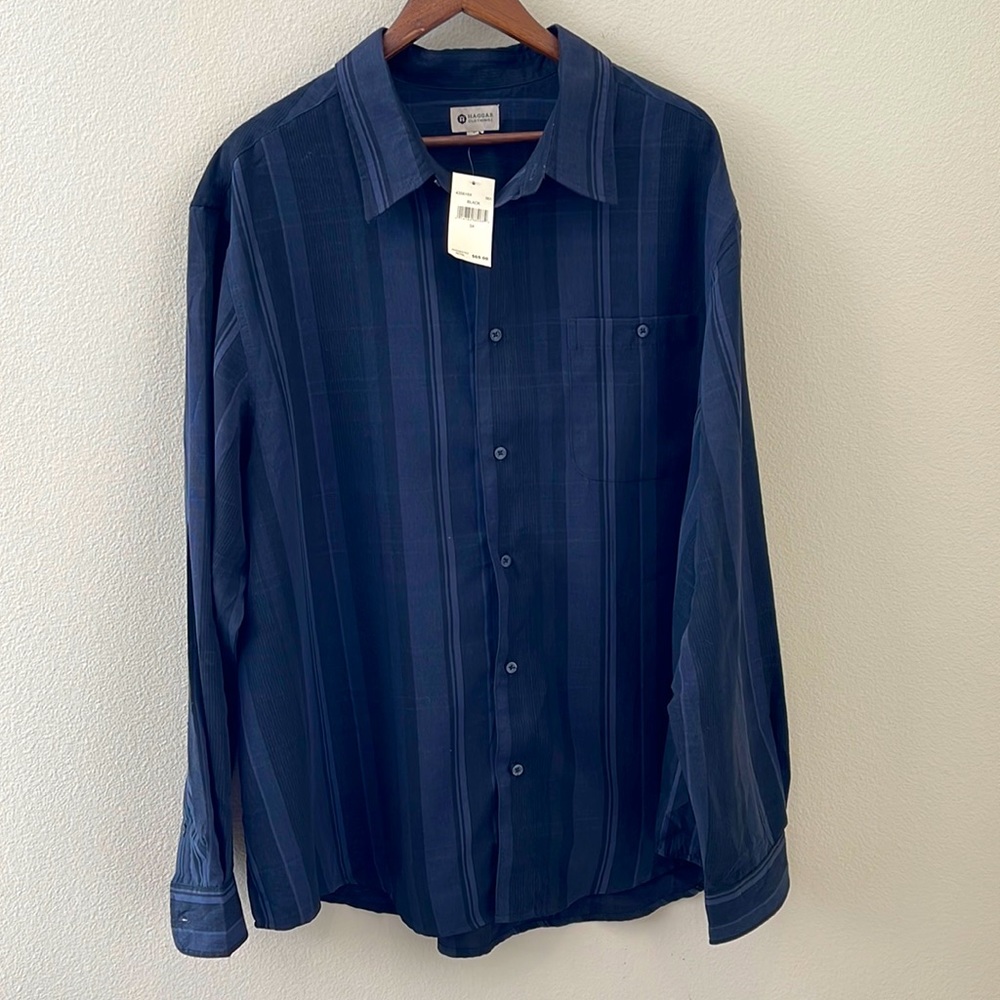 Haggard Mens 3X Dress Shirt Button Up - Black